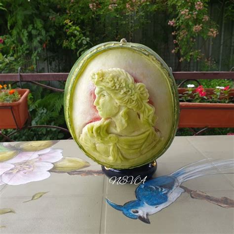 Watermelon Carving Cameo By Yelena Nilova Карвинг по арбузу Камея