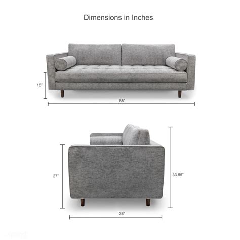 Scandormi Modern Sofa Grey Mid Century Tufted Couch Expand Furniture