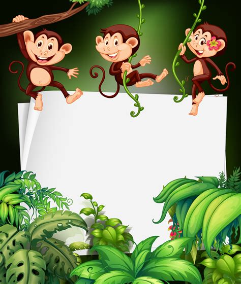 Border Design With Monkey On The Tree 368106 Vector Art At Vecteezy