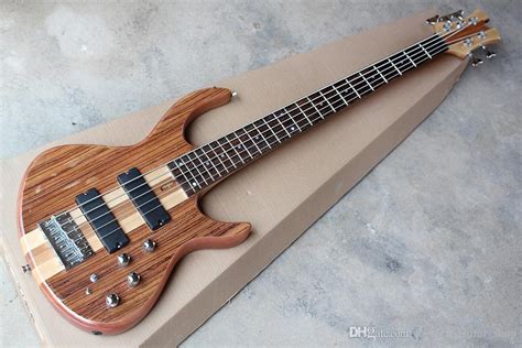 Factory Custom 5 Strings Natural Wood Color Electric Bass Guitar With