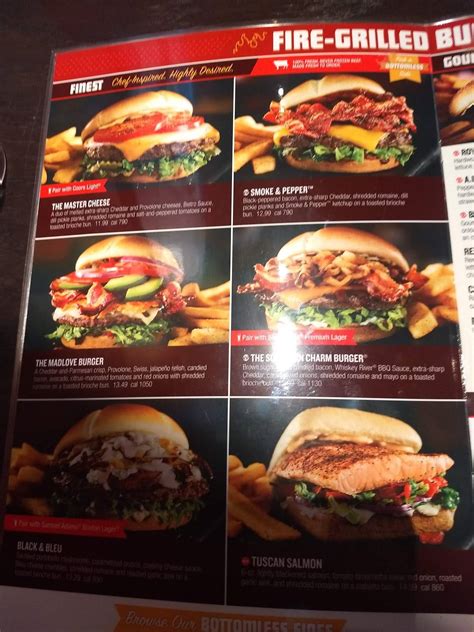 Menu at Red Robin Gourmet Burgers and Brews restaurant, Oshkosh