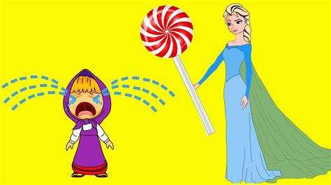 Masha Crying Elsa Givving Lollipop To Her Spiderman Lost Ice Cream Mermaid Masha And The Bear