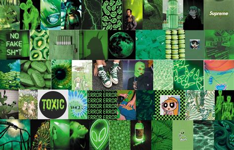 Green Wall Collage Kit Green Collage Kit Green Aesthetic Etsy