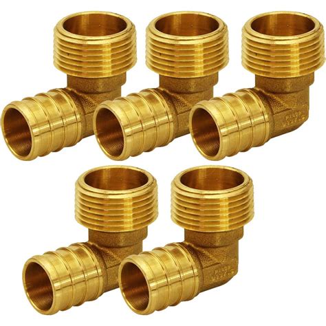 The Plumbers Choice 34 In Brass Pex Barb X 1 In Mip 90 Degree Elbow