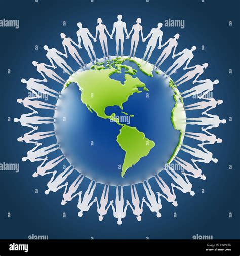 People Holding Hands Around The World 3d Illustration Stock Photo Alamy
