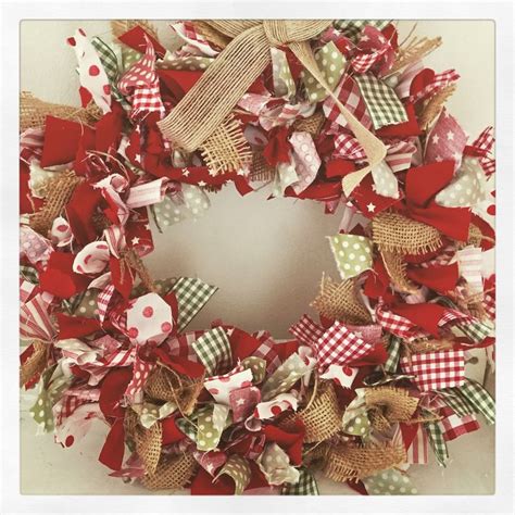 Rustic Christmas Red Gingham And Hessian Rag Wreath Christmas Wreaths