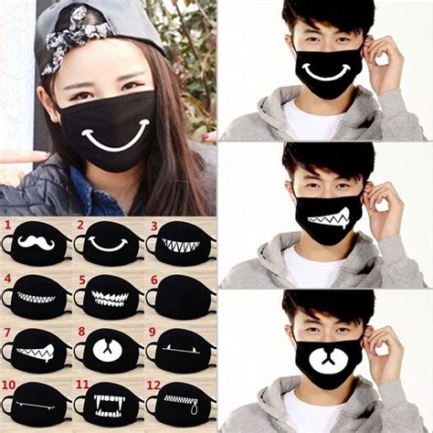 Unisex Cotton Face Masks Cute Pattern Solid Black Mask Fashion Cute