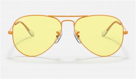 Ray Ban Aviator Solid Evolve Rb3025 Sunglasses Yellow Photochromic Evolve Orange Perfect