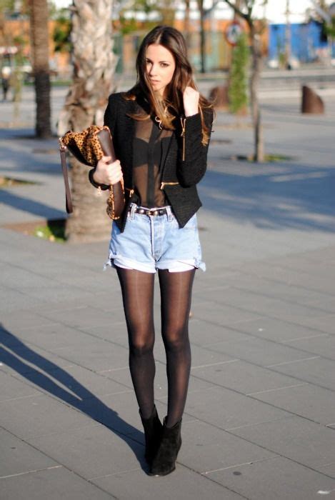 High Waisted Shorts Outfit With Tights Merideth Bentley