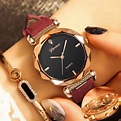 Fashion Women 's Leather Band Geneva Analog Quartz Diamond Wrist Watch ...