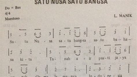 Not Pianika Lagu Satu Nusa Satu Bangsa