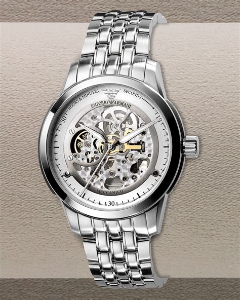 Lyst Emporio Armani Automatic Skeleton Bracelet Watch In Metallic For Men