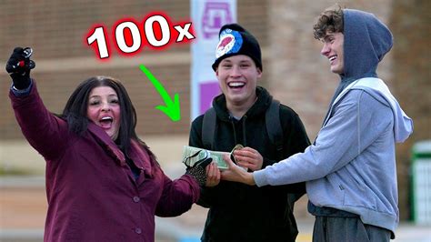 Asking Strangers For Money And Giving 100x What They Give Me Youtube