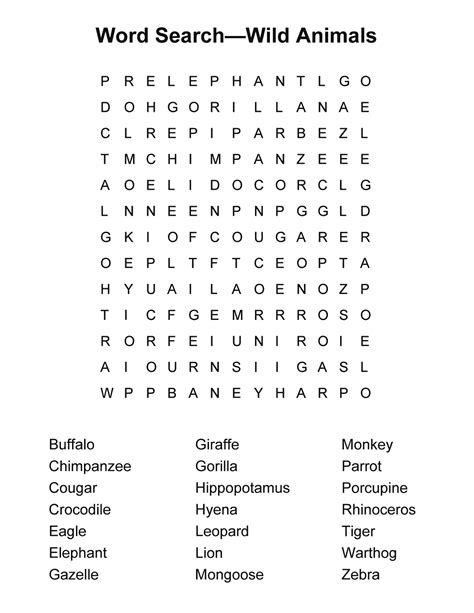 Free Printable Wordsearch Puzzles