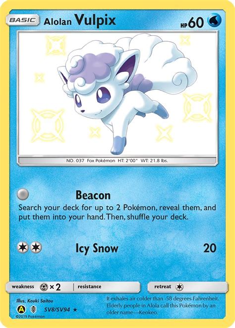 Maybe you would like to learn more about one of these? Alolan Vulpix SV8/SV94 SM Hidden Fates Holo Shiny Rare ...