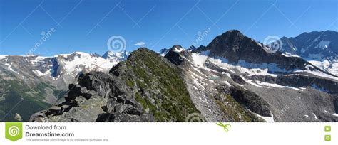 Panorama Of High Alpine Abbott Ridge In Glacier National Park British