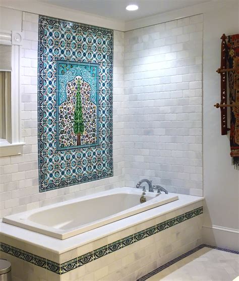 Spectacular Hand Painted Tile Bathroom By The Balian Tile Studio In
