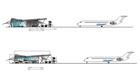 Sectional Elevations Of Airport In Dwg File Cadbull