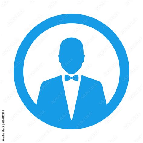 Icono Plano Silueta Hombre Elegante En Circulo Color Azul Stock