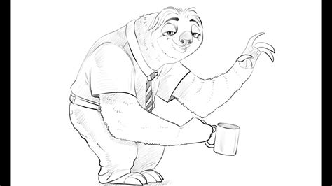 How To Draw A Sloth From Zootopia Youtube