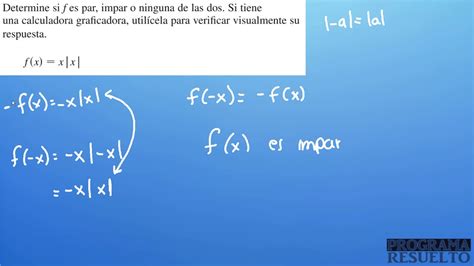 Comprobar Si Una FunciÓn Es Par O Impar 6 Ejercicios Resueltos Youtube