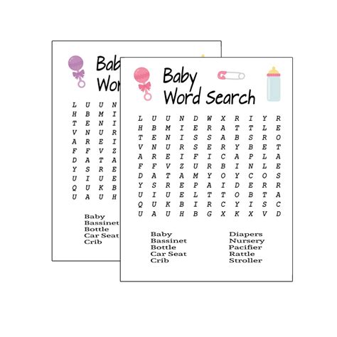 Baby Shower Word Search Printable Printable Word Searches