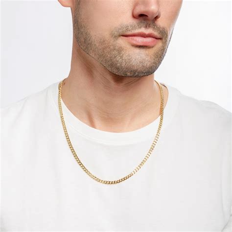 Mens Made In Italy 46mm Cuban Curb Chain Necklace In 14k Gold 22