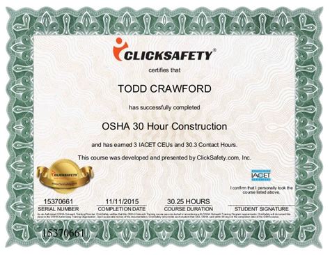 Osha 30 Hour Certificate 1