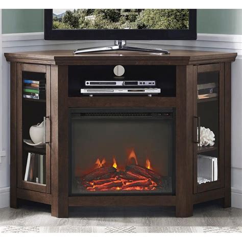Walker Edison 48 Corner Fireplace Tv Stand In Traditional Brown