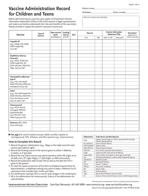 Immunization Record Card Form Fill Out And Sign Printable Pdf