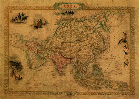 Vintage Map Of Asia Mixed Media By Design Turnpike Fine Art America