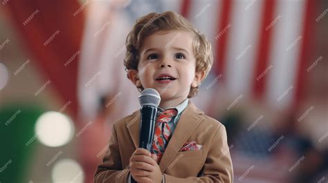 Premium Ai Image Kid Politician In Usa Child Speaking In Front Of An