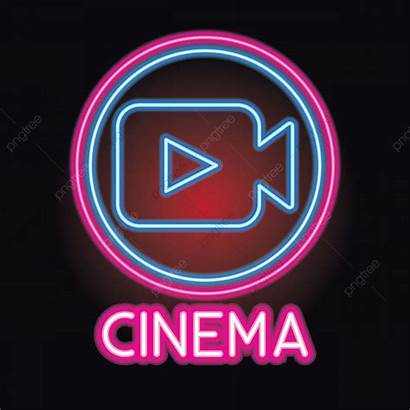 Neon Cinema Entertainment Sign Vector Effect Icons