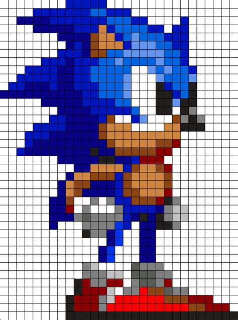 Sonic From Sonic Perler Bead Pattern Bead Sprite Pixel Art Grid