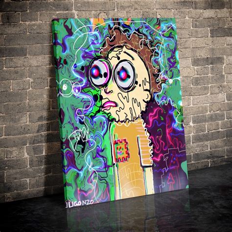 Rick And Morty Premium Canvas Set Psychedelic Acid Morty Etsy