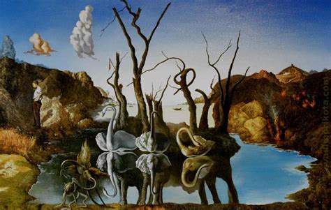 Salvador Dali Swans Reflecting Elephants Oil On Canvas