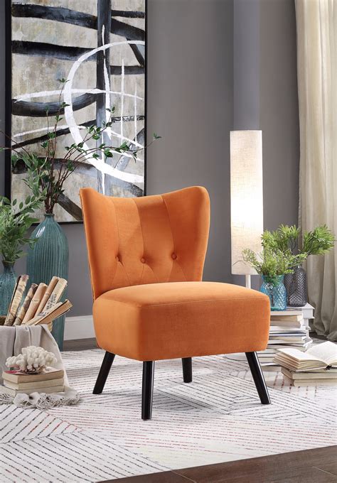 Mimi Accent Chair Orange Velvet Leons