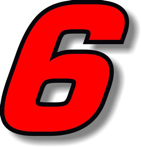 Buy Vinyl Stickerdecal Red Black Outline Square Font Race Number 6