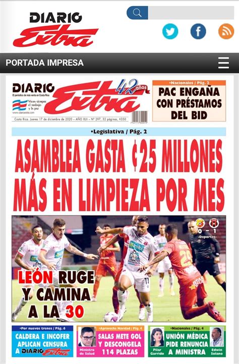 Portada Diario Extra Jueves 17 Diciembre 2020 300 Mil Ejemplares