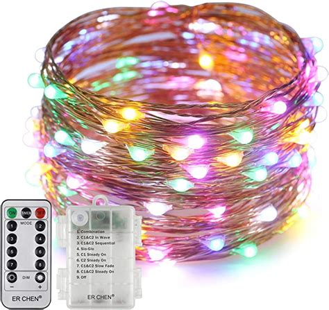 Erchen Battery Operated Led String Lights Dimmable 33 Ft 100 Led Ultra
