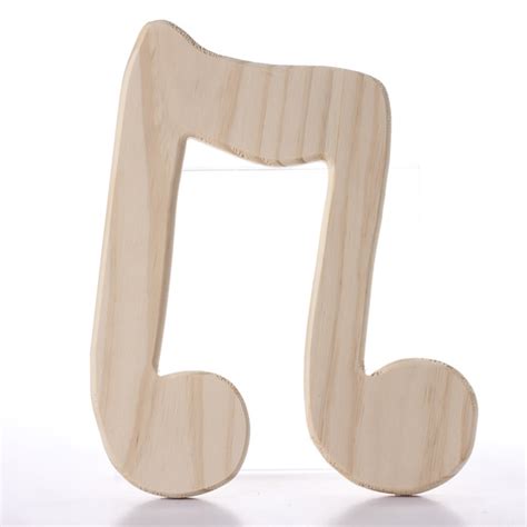 Unfinished Bold Wood Music Double Note Word And Letter Cutouts