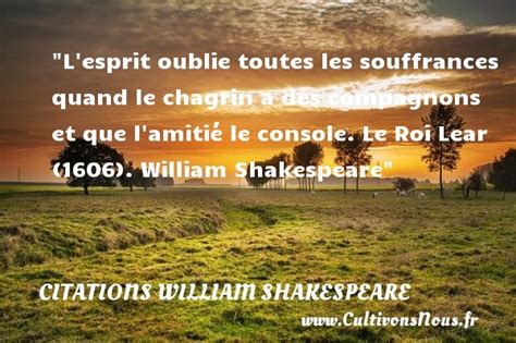Lesprit Oublie Toutes Les Souffrances Citations William Shakespeare