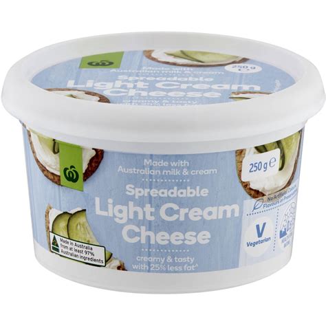 Woolworths Spreadable Light Cream Cheese 250g Woolworths