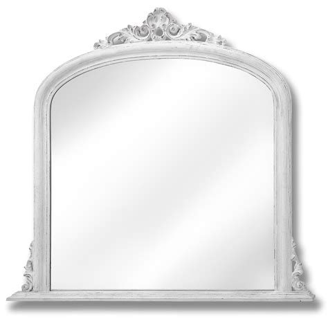 Antique French Style White Overmantel Mirror Homesdirect365