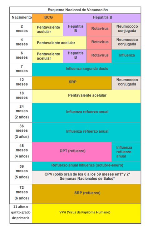 Esquema De Vacunación Centro Nacional Para La Salud De La Infancia Y Adolescencia Gobierno