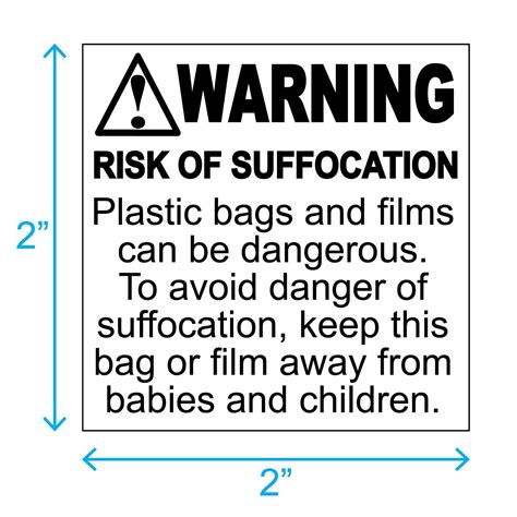 1040 X Suffocation Warning Stickers Safety Labels For Plastic Polythene