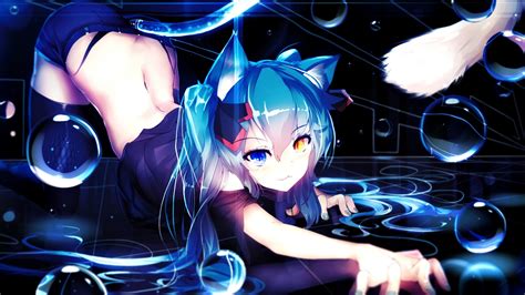 Hd ecchi wallpaper desktop background image photo. Wallpaper : nekomimi, anime girls, animal ears, manga, blue, heterochromia, Vocaloid, Hatsune ...