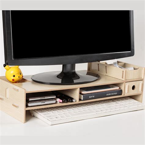 Wooden Monitor Bracket Stand Desktop Storage Shelf Laptop Stand