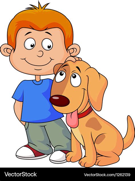 Boy And Puppy Cartoon Royalty Free Vector Image