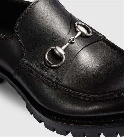Gucci Mens Leather Lug Sole Horsebit Loafer In Black For Men Lyst